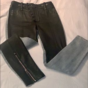 ALEXANDER WANG High Waisted Leather & Denim Pant SZ 0 NWOT